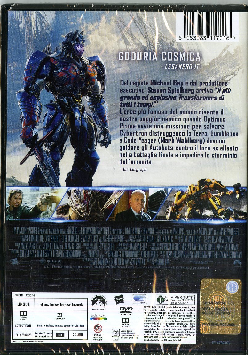 DVD Transformers-L'Ultimo Cavaliere